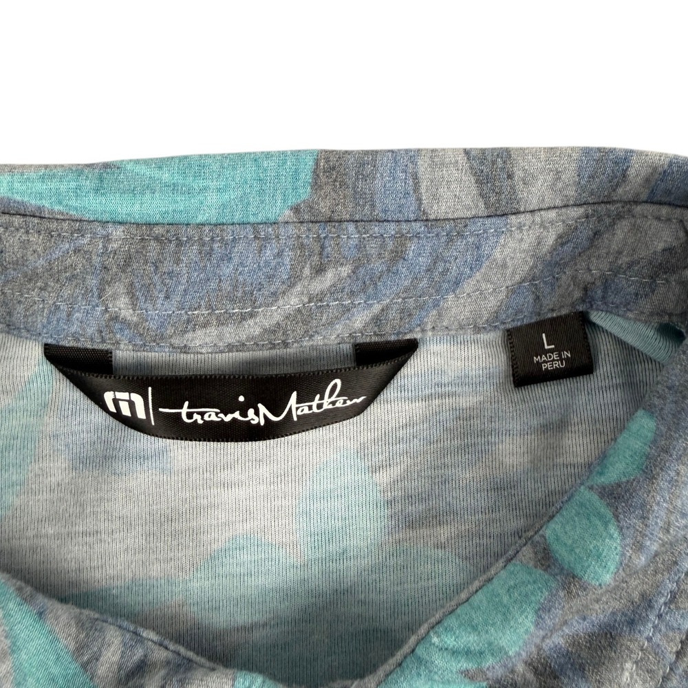 Travis‎ Mathew Polo Shirt Mens L Gray Blue Floral Tropical Golf Short Sleeve USA - Picture 3 of 9
